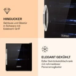 Beersafe L Onyx Getränkekühlschrank Mit Glastür 47 Liter -Klarstein Verkäufe 10032870 de 0003 logo