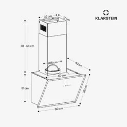 [Wiederverpackt] Silver Lining 60 Dunstabzugshaube Kopffrei -Klarstein Verkäufe 10033777 yy 0011 dimensions 1