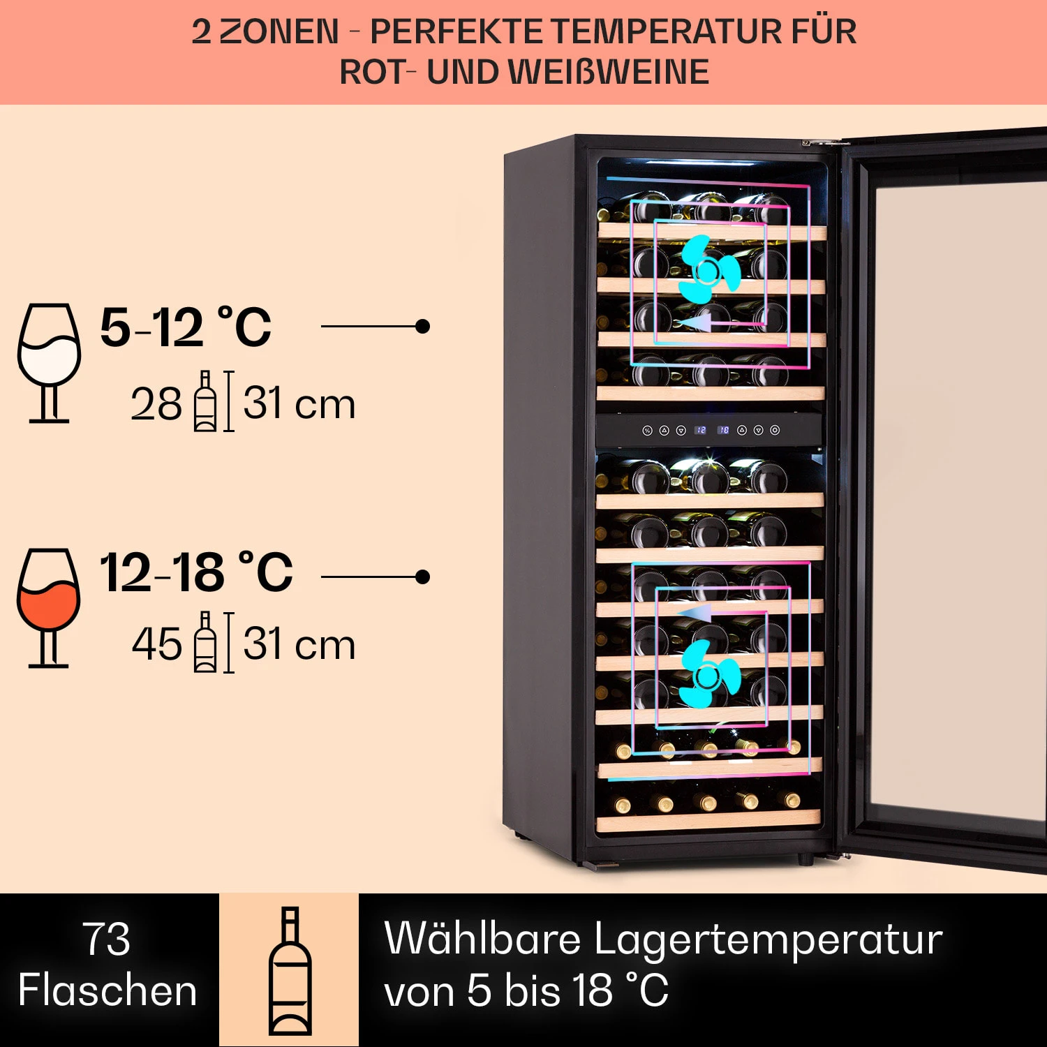 Barossa 73 Duo Weinkühlschrank 2 Zonen 3 Barossa 73 Duo Weinkühlschrank 2 Zonen – Bild 3