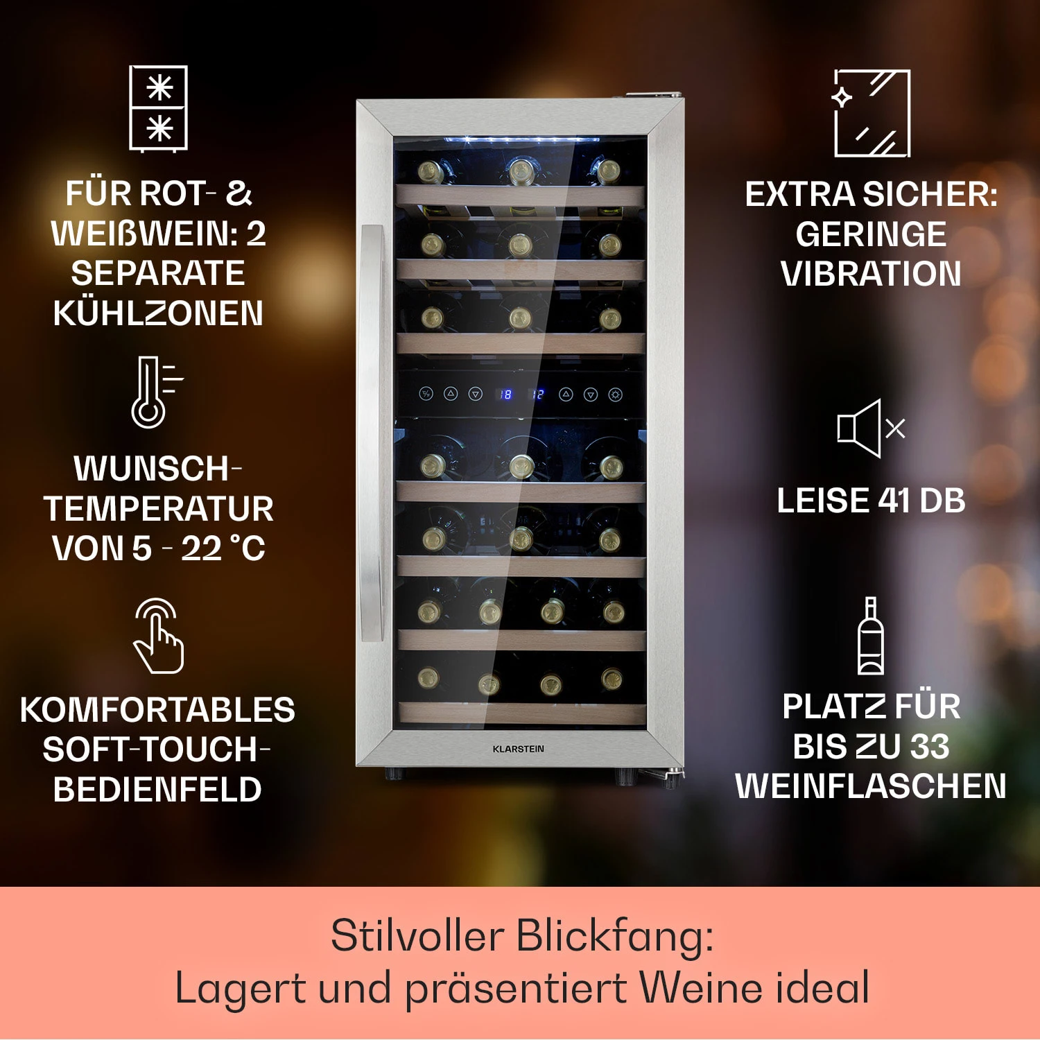 Vinamour 33 Duo Weinkühlschrank 2 Zonen 2 Vinamour 33 Duo Weinkühlschrank 2 Zonen – Bild 2