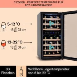 Vinamour 33 Duo Weinkühlschrank 2 Zonen 10 Vinamour 33 Duo Weinkühlschrank 2 Zonen -Klarstein Verkäufe 10041311 de 0003 logo