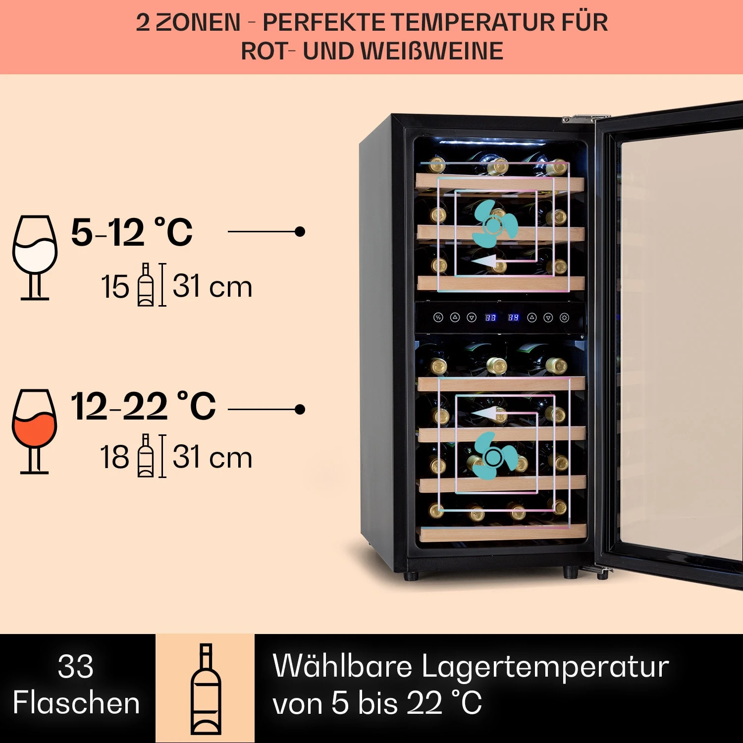 Vinamour 33 Duo Weinkühlschrank 2 Zonen 3 Vinamour 33 Duo Weinkühlschrank 2 Zonen – Bild 3