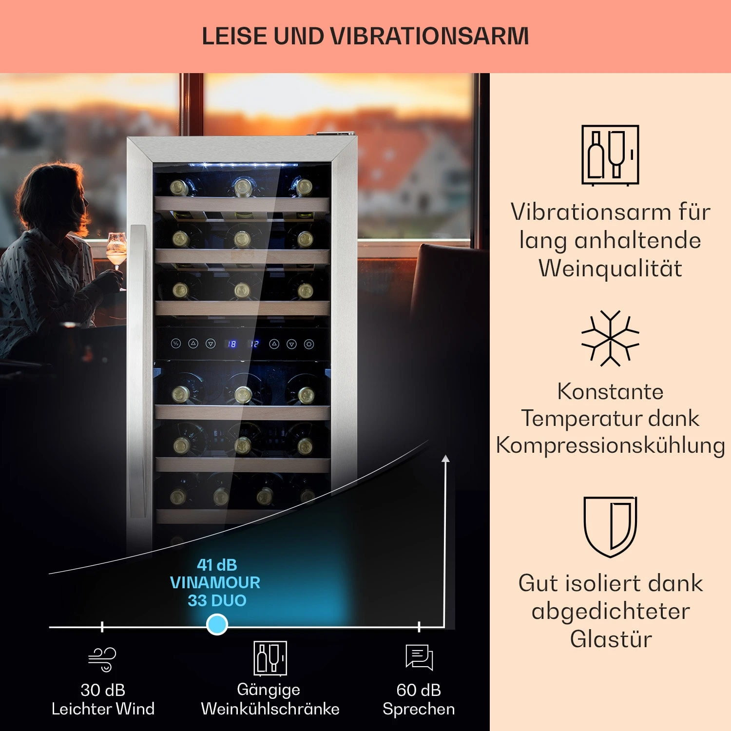 Vinamour 33 Duo Weinkühlschrank 2 Zonen 4 Vinamour 33 Duo Weinkühlschrank 2 Zonen – Bild 4