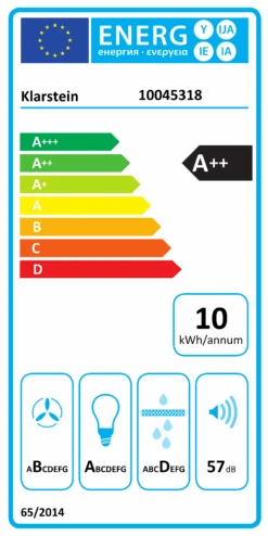 [Wiederverpackt] Athena 90 Dunstabzugshaube Kopffrei 90cm -Klarstein Verkäufe 10045318 energy label