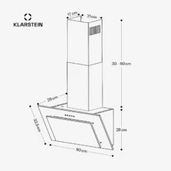 [Gebraucht] Athena 90 Dunstabzugshaube Kopffrei 90cm -Klarstein Verkäufe 10045320 yy 0011 dimensions