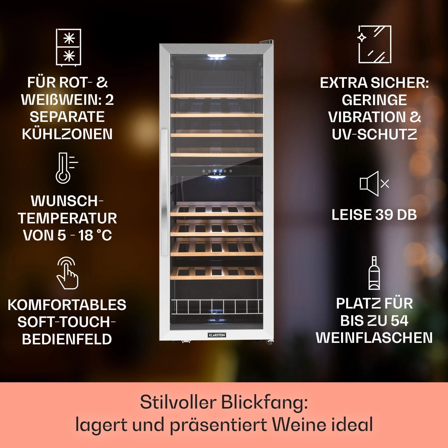 Vinamour 54 Duo Weinkühlschrank 2 Zonen 2 Vinamour 54 Duo Weinkühlschrank 2 Zonen – Bild 2