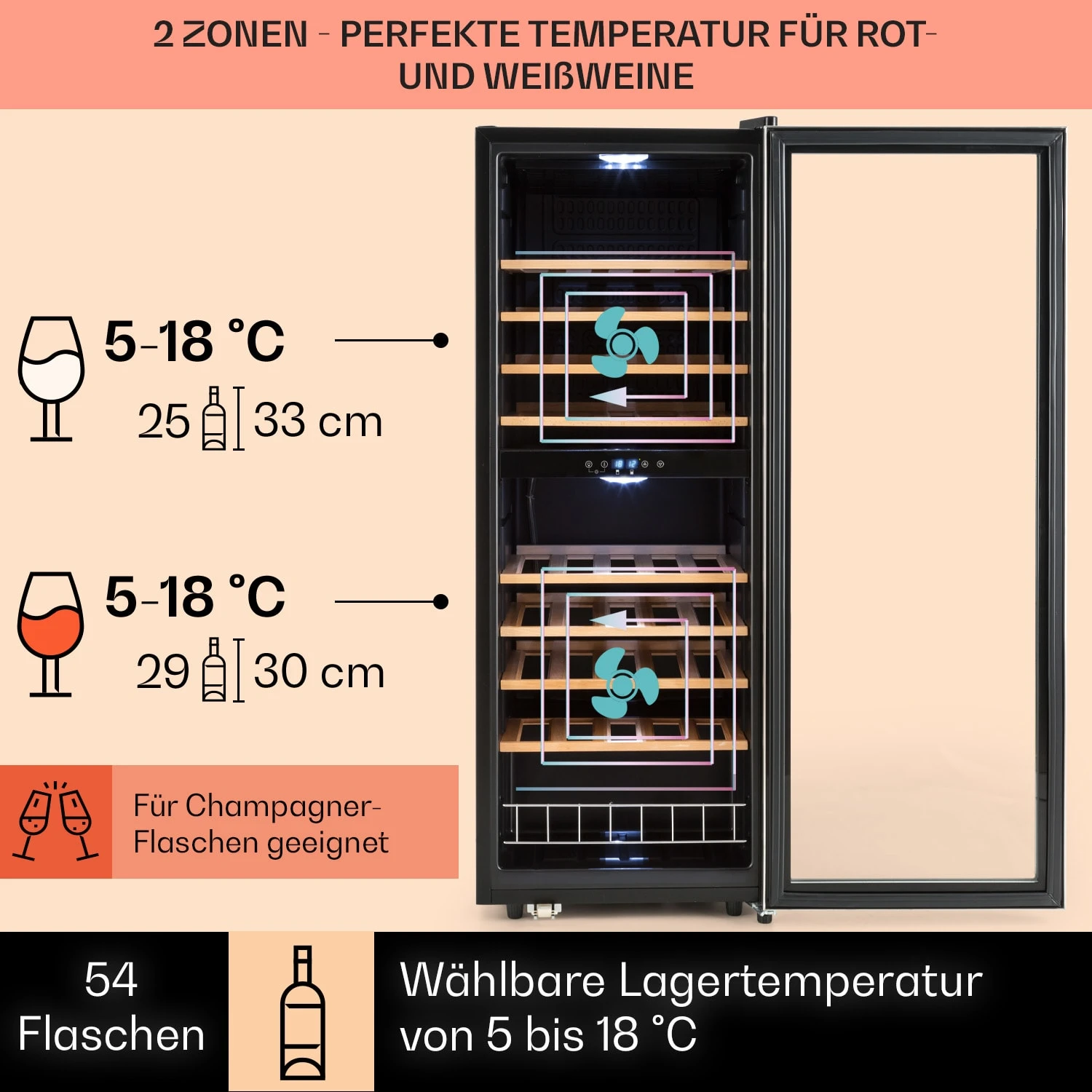 Vinamour 54 Duo Weinkühlschrank 2 Zonen 3 Vinamour 54 Duo Weinkühlschrank 2 Zonen – Bild 3