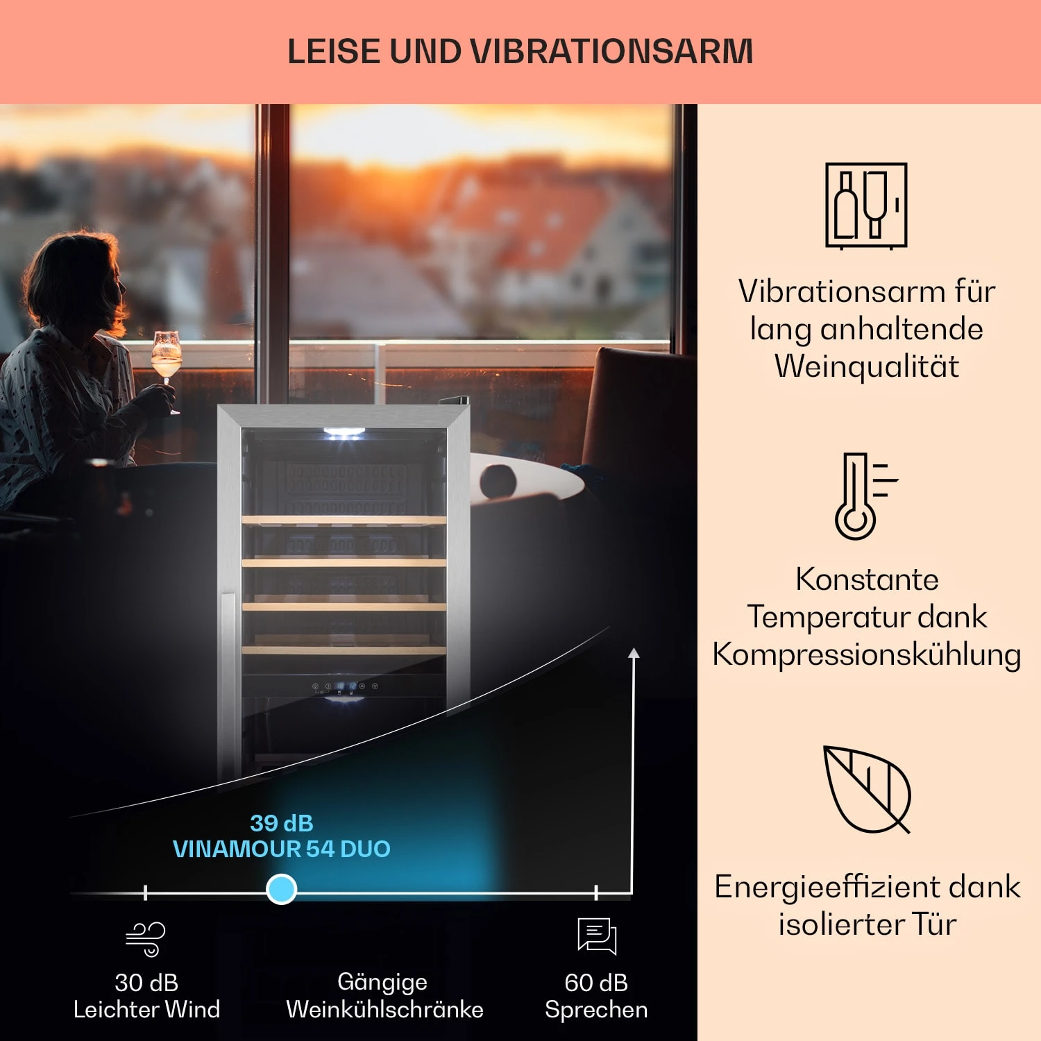 Vinamour 54 Duo Weinkühlschrank 2 Zonen 4 Vinamour 54 Duo Weinkühlschrank 2 Zonen – Bild 4