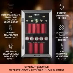 Beersafe 70 Bierzeit Edition Getränkekühlschrank Mit Glastür 70 Liter -Klarstein Verkäufe 10046062 de 0002 usp
