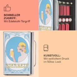 Beersafe 70 Bierzeit Edition Getränkekühlschrank Mit Glastür 70 Liter -Klarstein Verkäufe 10046062 de 0004 usp