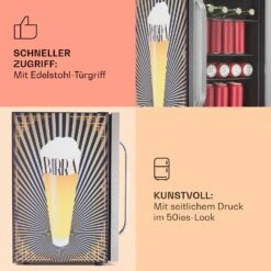 Beersafe 70 Birra Edition Getränkekühlschrank Mit Glastür 70 Liter -Klarstein Verkäufe 10046065 de 0004 usp