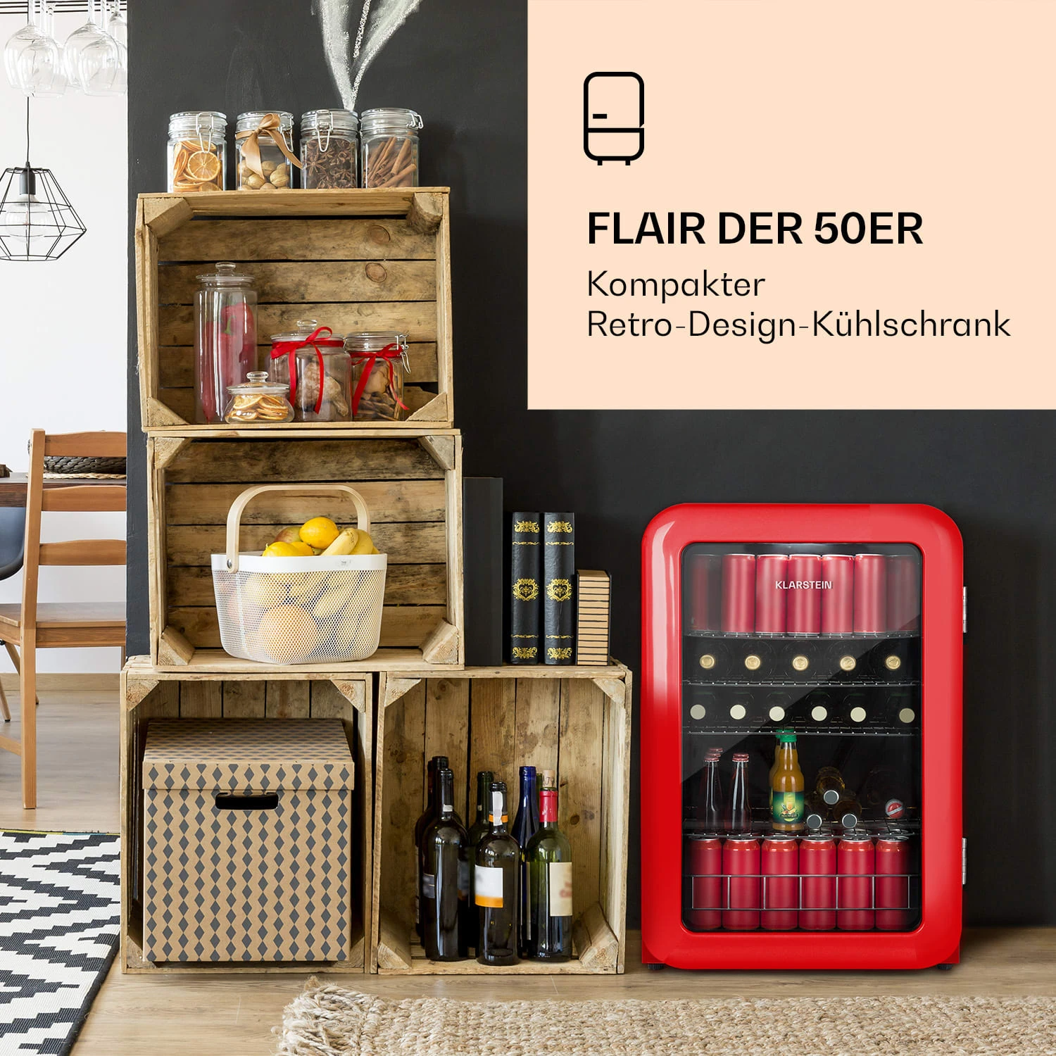 PopLife Getränkekühlschrank Mit Glastür 115 Liter 2 PopLife Getränkekühlschrank Mit Glastür 115 Liter – Bild 2