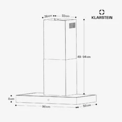 [Gebraucht] SmartEdge 90 Dunstabzugshaube -Klarstein Verkäufe 10046680 yy 0011 dimensions