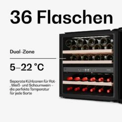 Velaire 65cm 36 Flaschen Weinkühlschrank 2 Zonen​ Schwarz -Klarstein Verkäufe 10047409 de 0003 usp