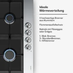 Verosteel Gaskochfeld + Verosteel Kaminhaube | Edelstahl | 60 Cm -Klarstein Verkäufe 60003309 de 0005 usp