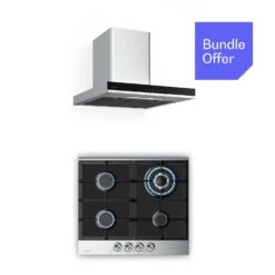 Verosteel Gaskochfeld + Verosteel Kaminhaube | Edelstahl | 60 Cm
