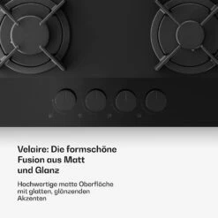 Velaire Gaskochfeld + Kaminhaube | Minimalistisch & Elegant | 60 Cm -Klarstein Verkäufe 60003316 de 0004 usp